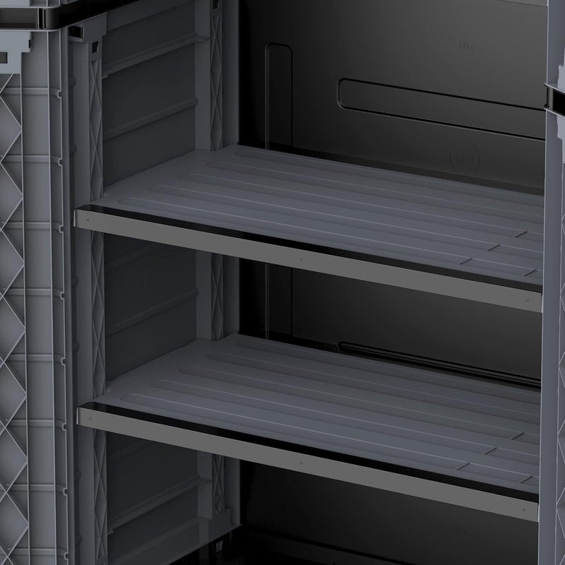 Cosmoplast Cedargrain Vertical Storage Tall Cabinet, Dark Grey - Image 4
